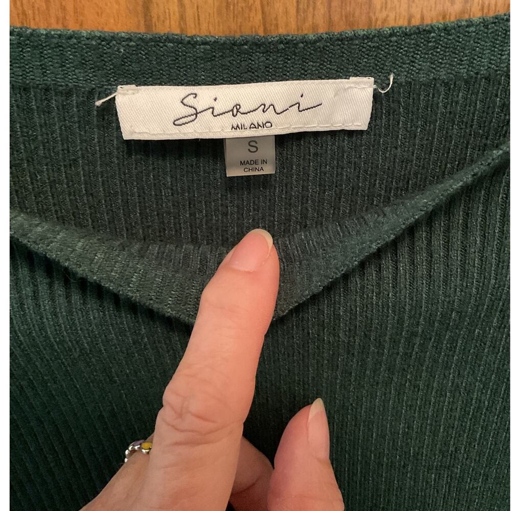 Sioni Milano Sweaters Small Sioni Emerald Green Embroidered Sequined Sweater - Picture 4 of 4